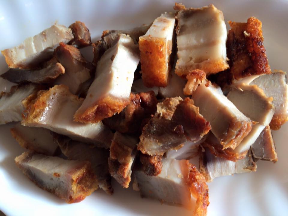Crispy pork pieces served fresh