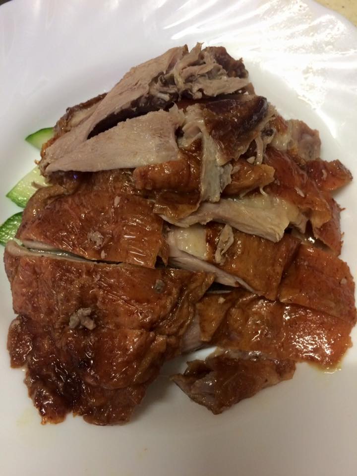 Roasted duck served on cucumber